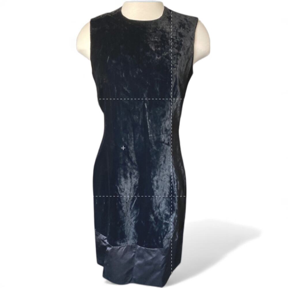 NWT Y2K Banana Republic black crushed velvet and satin sheath dress 6